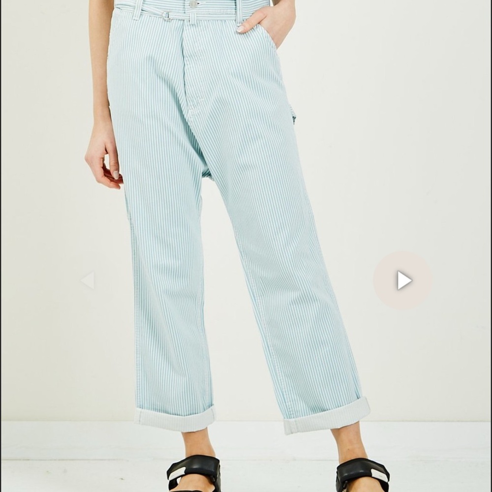 Denimist Carpenter Drop Pants Jeans Denim Striped Light Blue ankle length 28 NWT - Picture 4 of 12